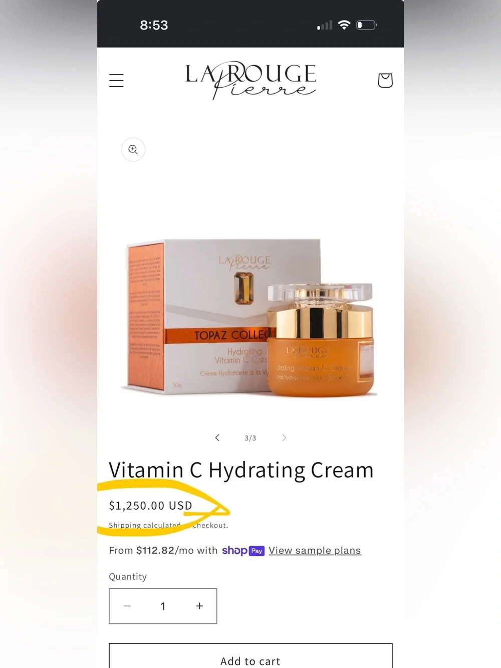 La Rouge Pierre Topaz Collection Hydrating Vitamin C Cream